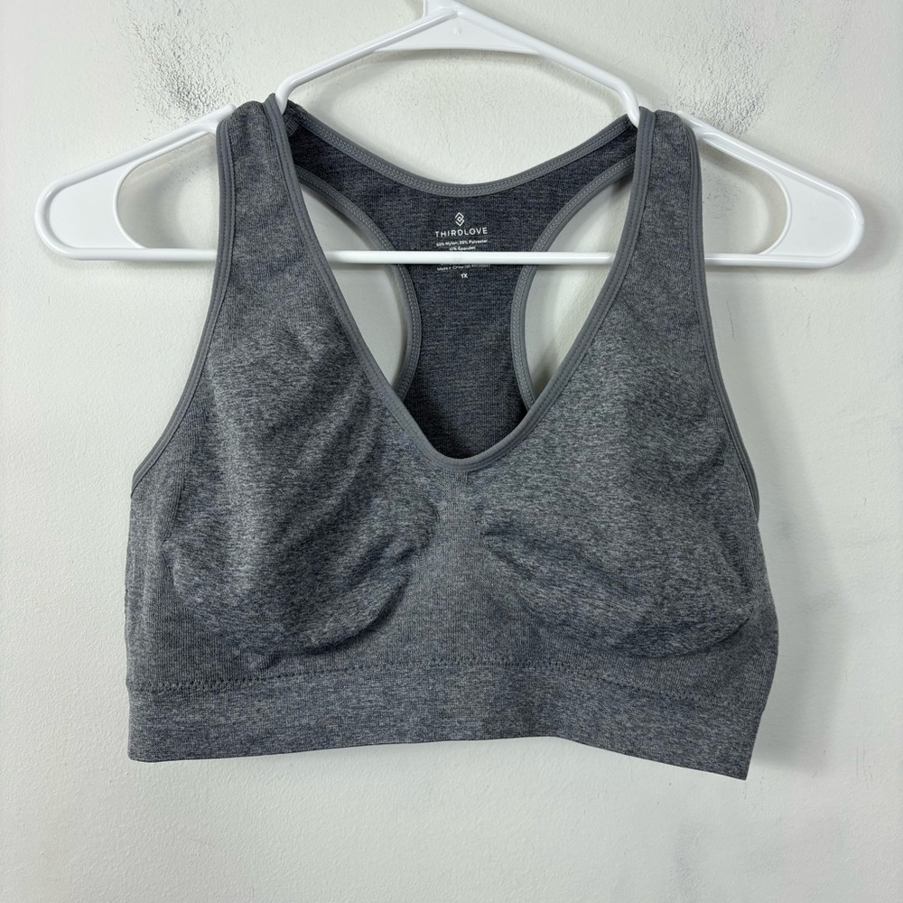 THIRDLOVE Sports Bra Womens 1X Gray Comfort Gym Workout Casual